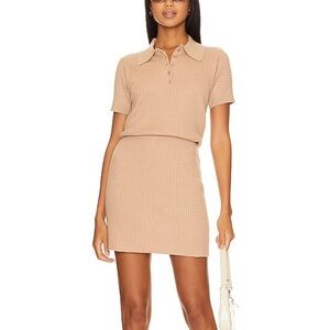 Beige Ribbed Polo Dress